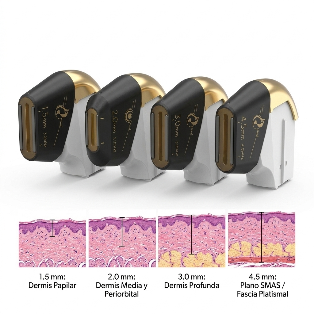 Set de cartuchos faciales microfocalizados con correlación de capas anatómicas