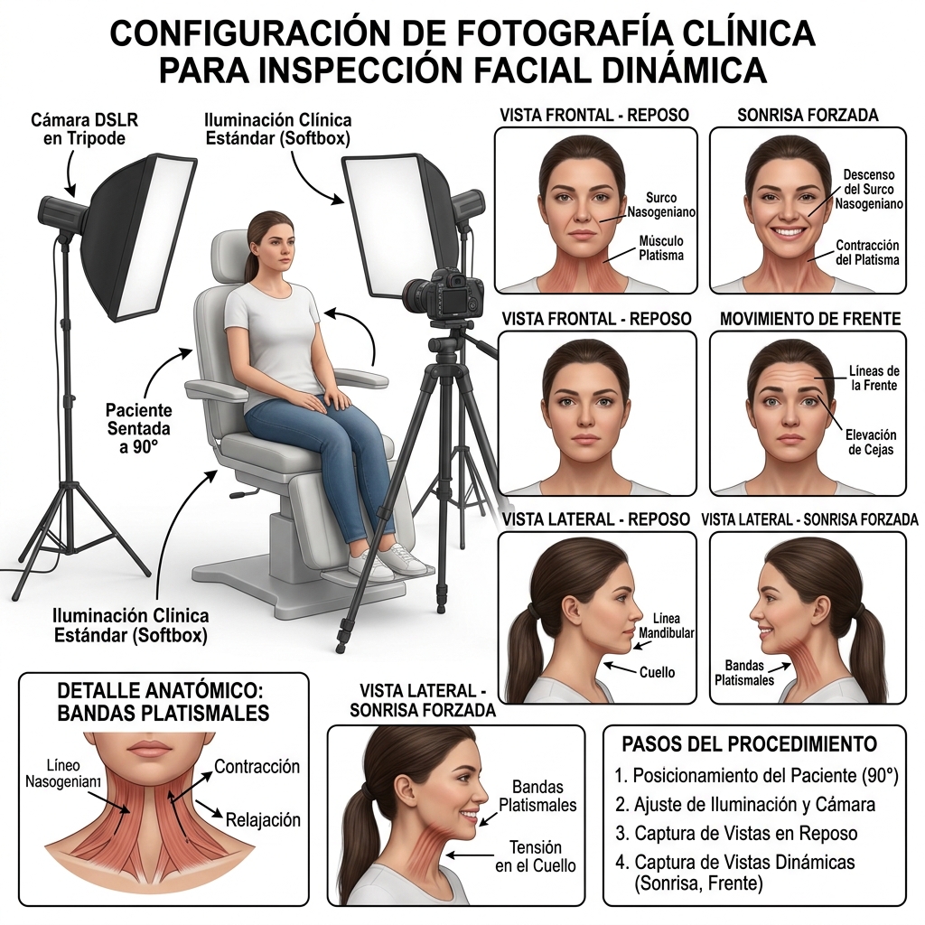 Evaluación fotográfica y gesticular dinámica del paciente previo al marcaje