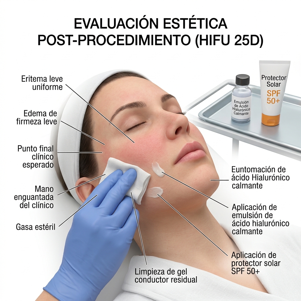 Evaluación del eritema transitorio leve como endpoint clínico y aplicación de productos post-procedimiento.