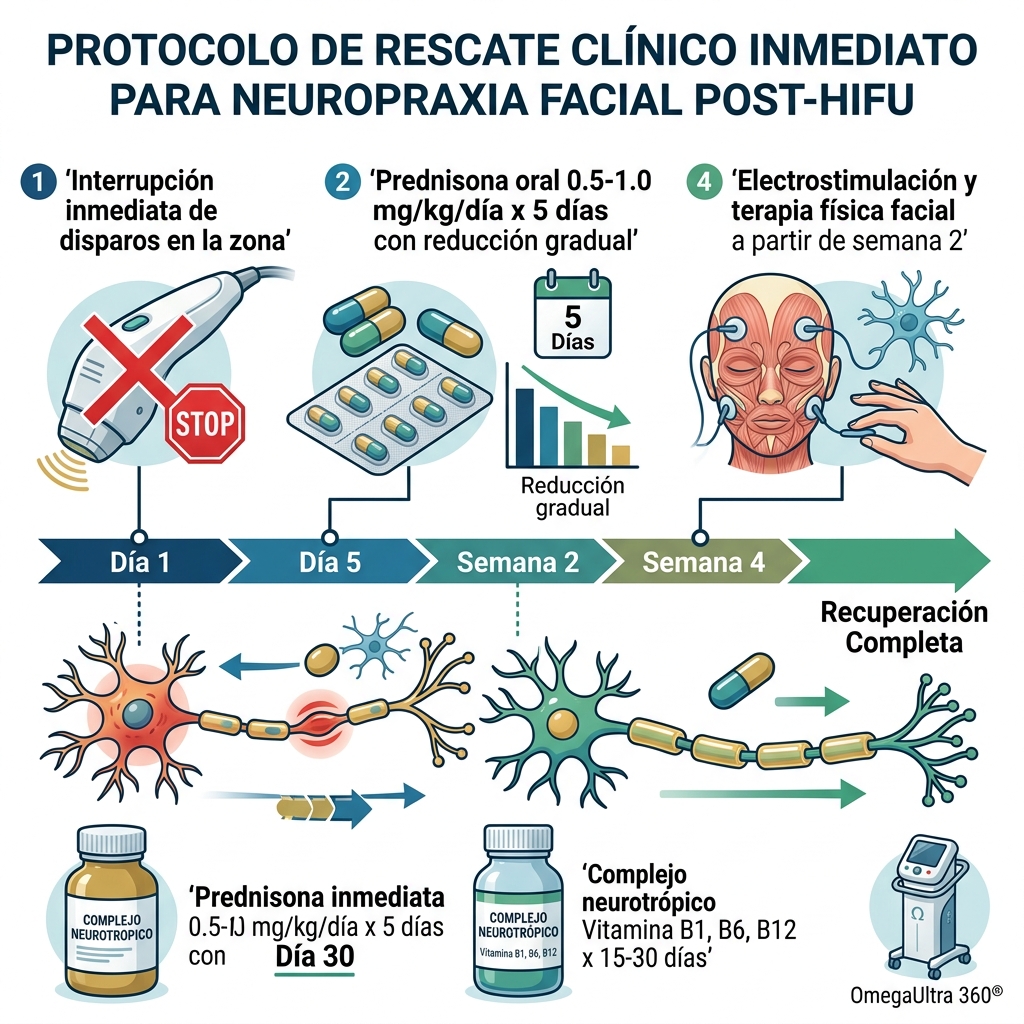 Algoritmo de respuesta y manejo médico ante neuropraxia motora o sensitiva post-HIFU.