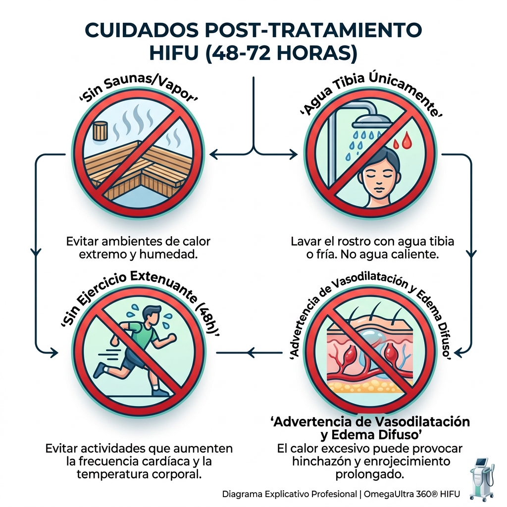 Iconografía médica de restricciones inmediatas de calor y ejercicio