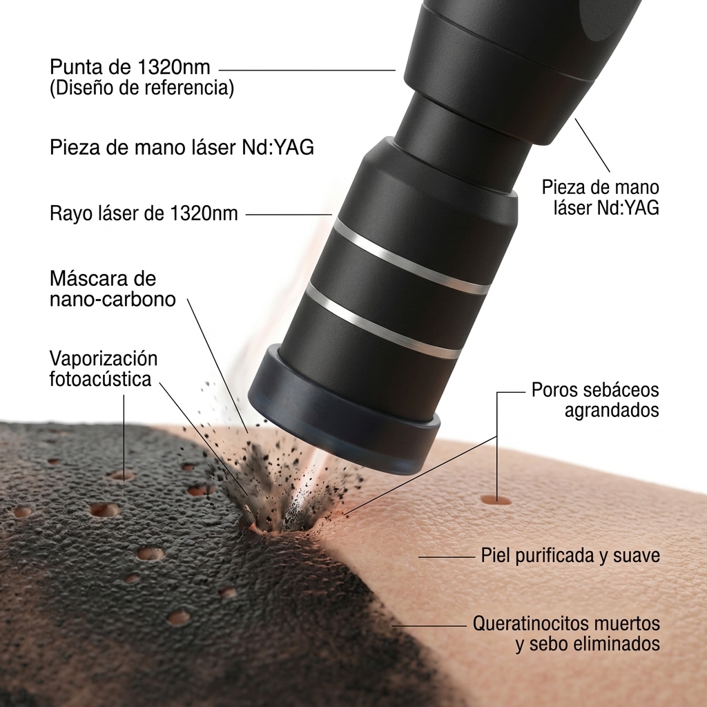 Procedimiento de peeling Hollywood con carbón activado y puntera 1320nm