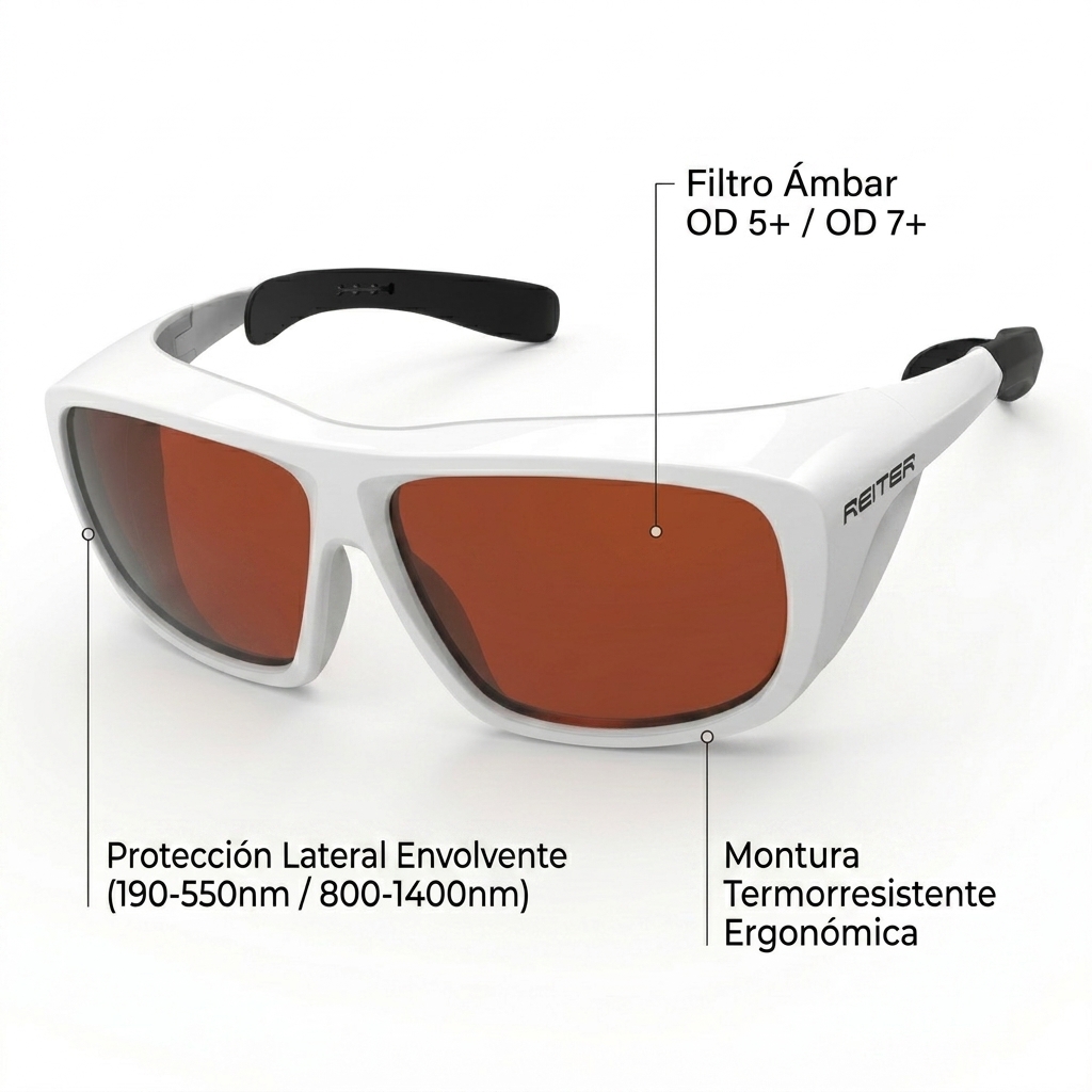 Gafas de seguridad para operador con filtros ámbar OD 5+ a OD 7+