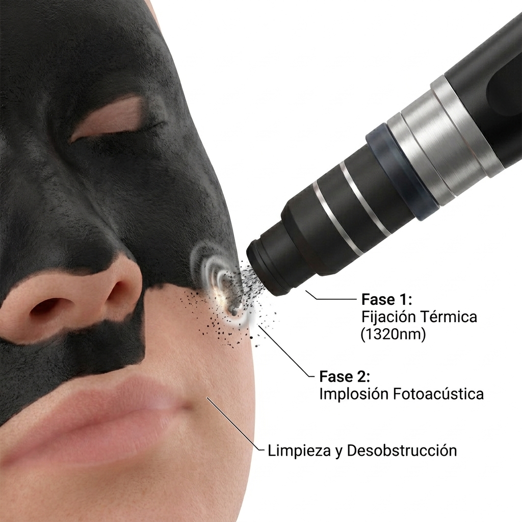 Protocolo Hollywood Peel paso a paso con carbón activado y puntera 1320nm