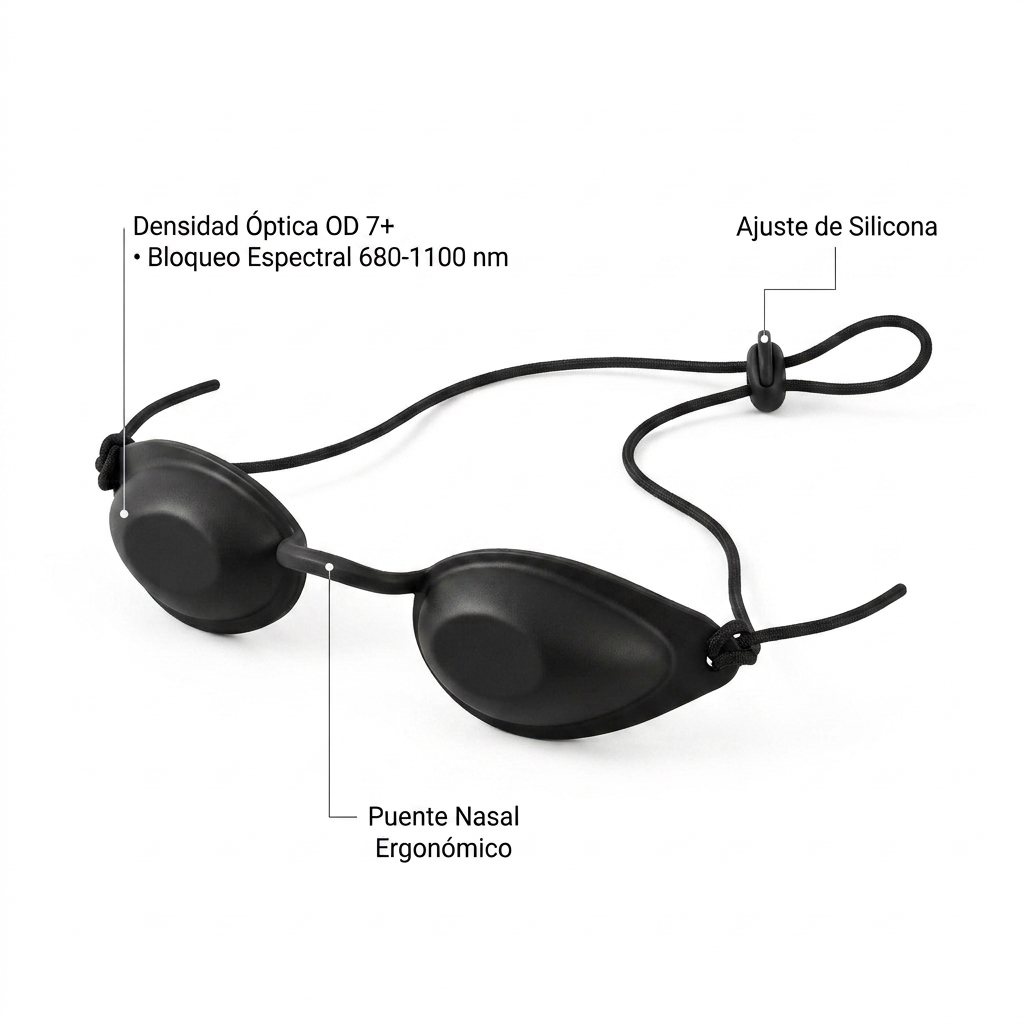 Lentes protectores oclusivos periorbitarios para paciente