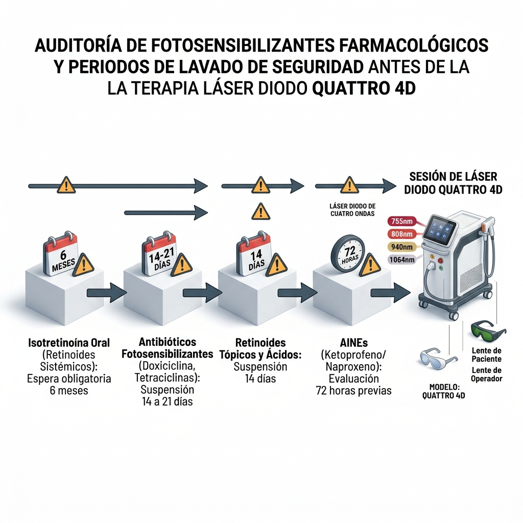 Infografía de tiempos de suspensión y fármacos fotosensibilizantes