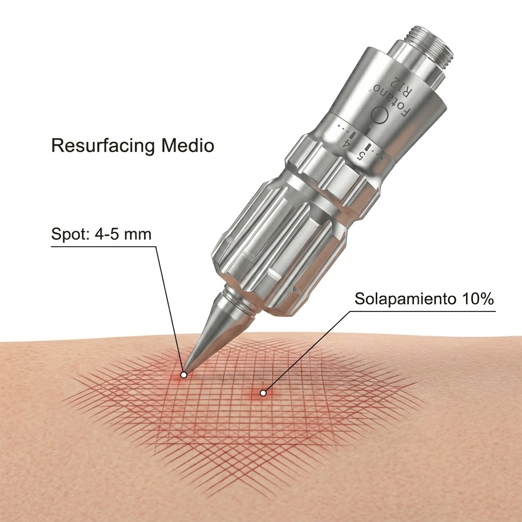 Técnica de escaneo cruzado con la pieza de mano R12 para resurfacing medio
