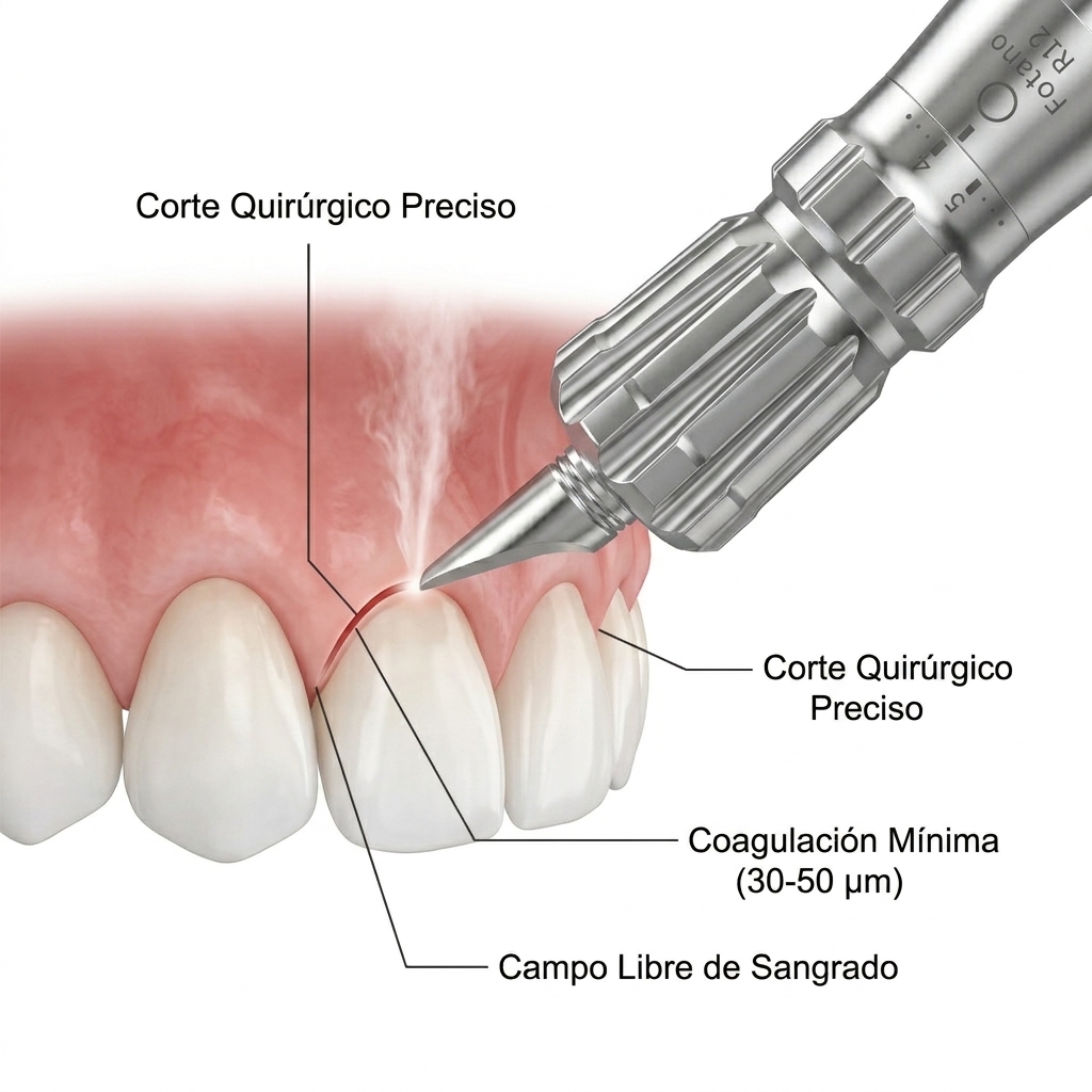 Cirugía mucogingival de gingivectomía utilizando la pieza de mano R12