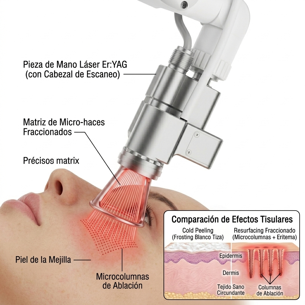 Resurfacing facial ablativo fraccionado con cabezal escáner fraccionado