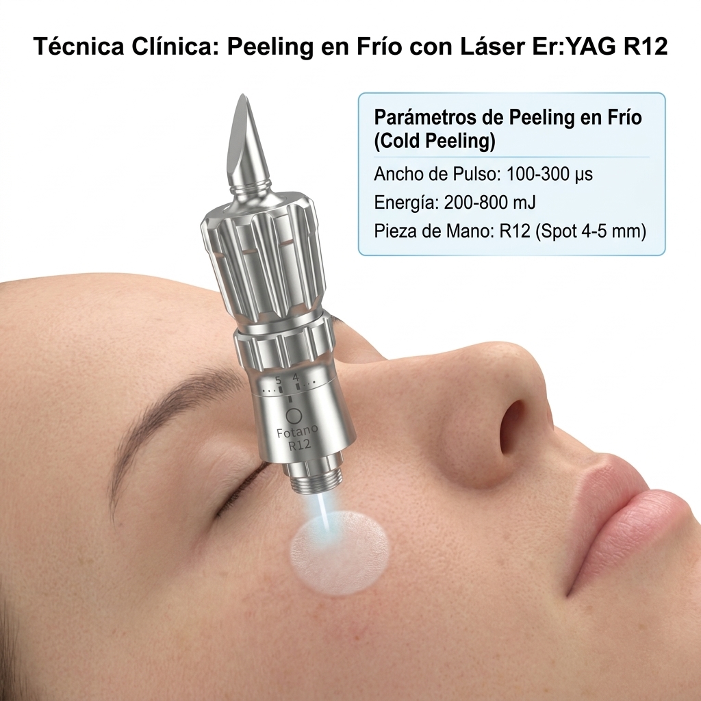 Ajuste de parámetros y aplicación de Peeling en Frío con la pieza de mano R12