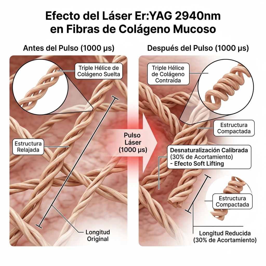 Mecanismo de contracción térmica de colágeno (Soft Lifting)