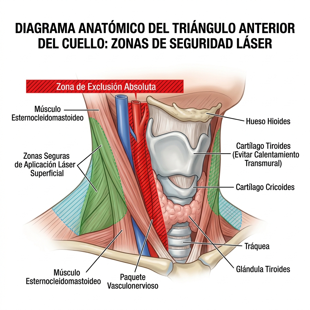 Zona de exclusión absoluta sobre el cartílago tiroides y paquete vasculonervioso cervical