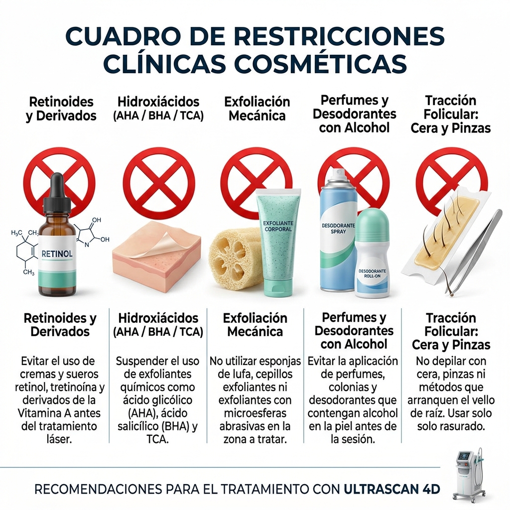 Render 3D de elementos químicos y mecánicos restringidos durante los primeros 5 días post-tratamiento.