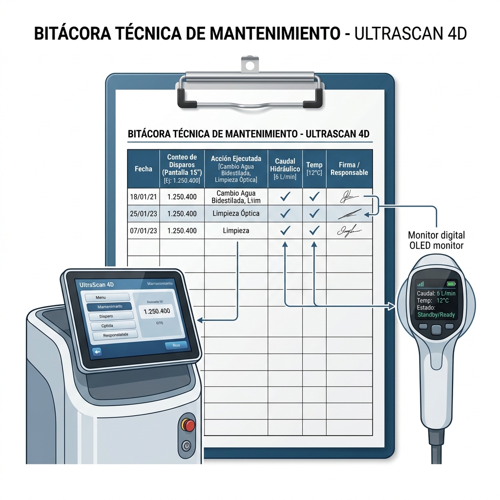 Bitácora técnica de control y mantenimiento biomédico preventivo para trazabilidad clínica.
